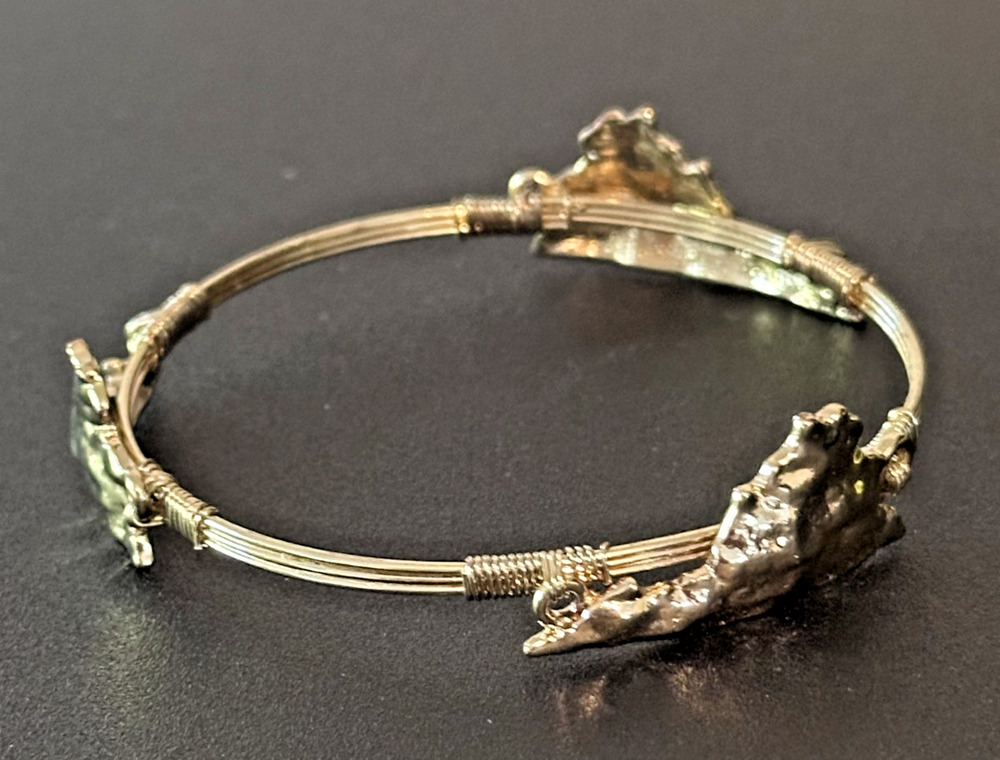 Hammered State of Virginia Bangle Gold Tone Wire Wrapped Bracelet